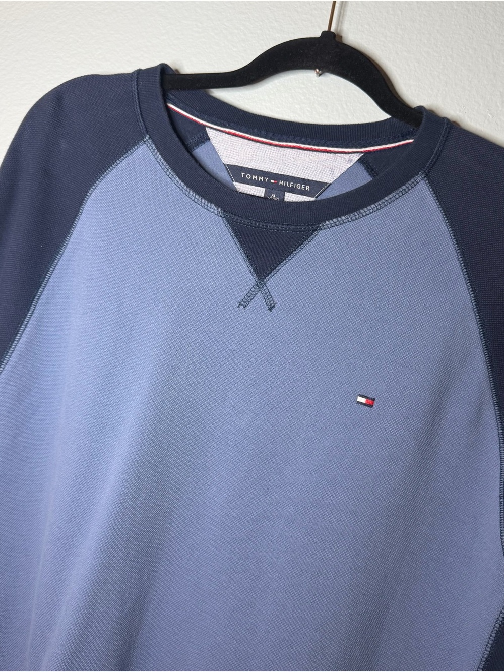 Tommy Hilfiger Men’s Two-Tone Blue Pullover Sweater